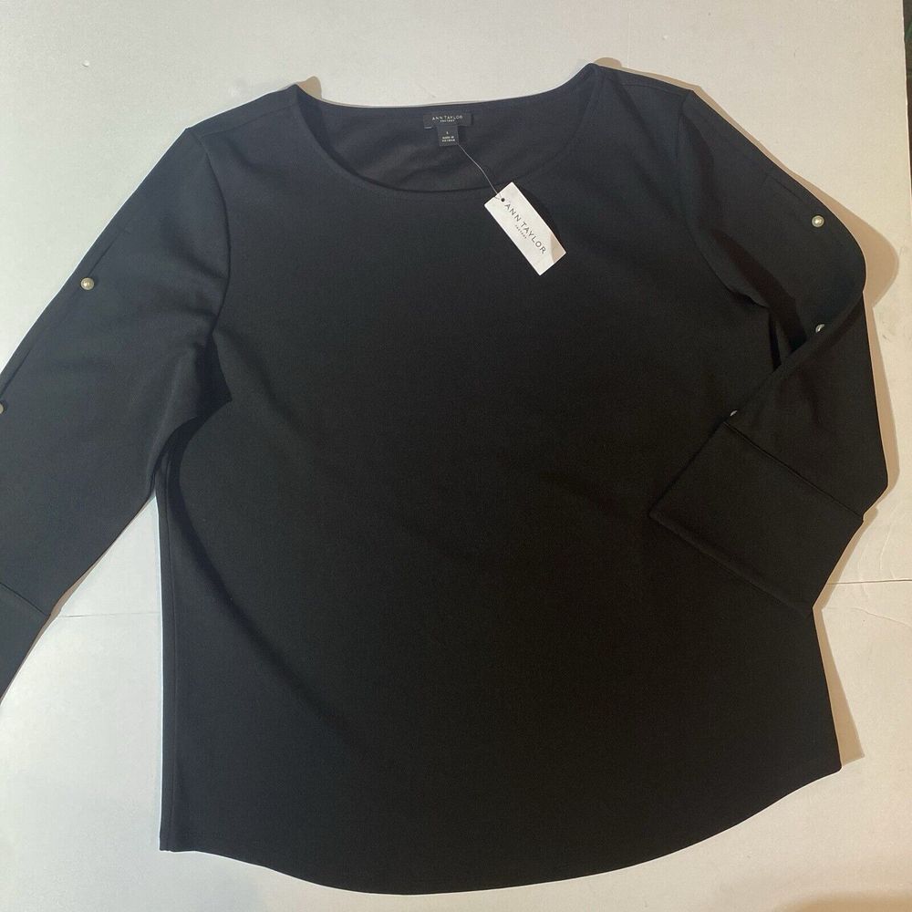 NWT Ann Taylor Bell Sleeve Top With Peal Embellishment  Sz Large Blouse Msrp $60